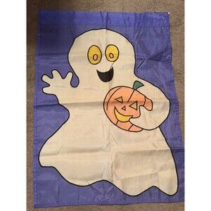 Large Ghost jack o lantern halloween Flag Outdoor Garden 43.25"x27.5 embroidery